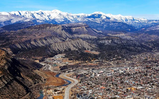 Aerial view of Durango looking west toward Smelter Mountain